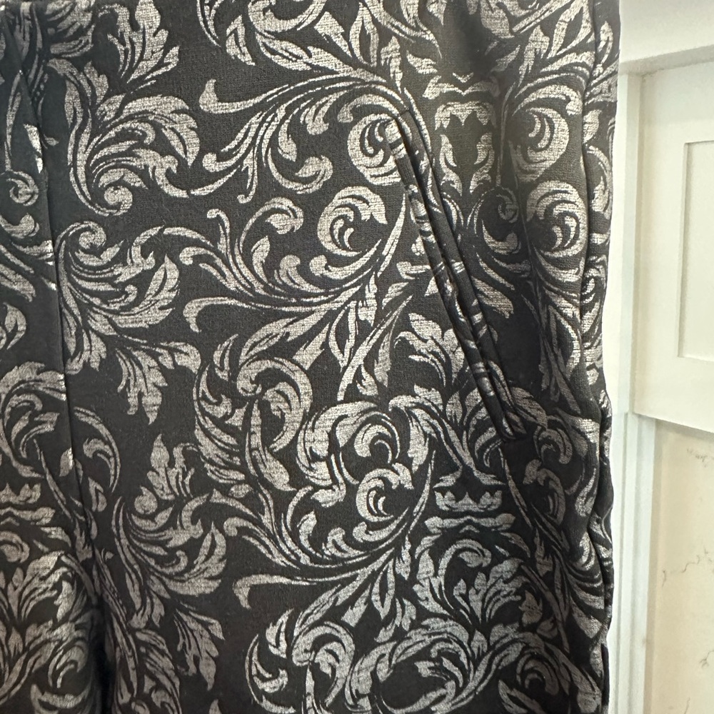 Chico’s Elegant Black And Silver Patterned Crop A… - image 3